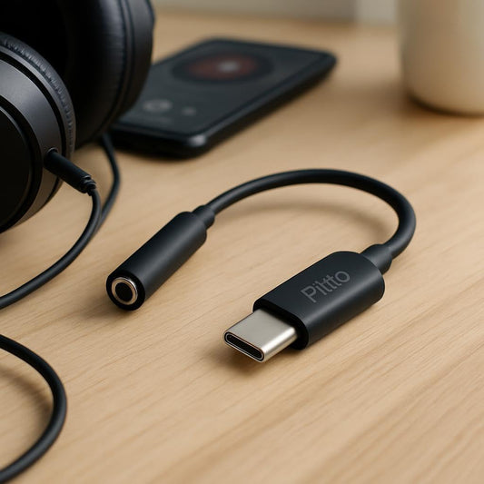 USB-C to 3.5mm Adapter with Audio DAC Noise Reduction Chip for Headphones and Microphone