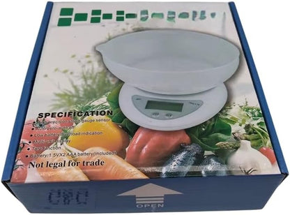 Digital Kitchen Scale – Portable 11lb/5kg Ultra-Slim Design – Includes Removable Bowl for Precision Weighing – Perfect for Cooking, Baking, and Meal Prep