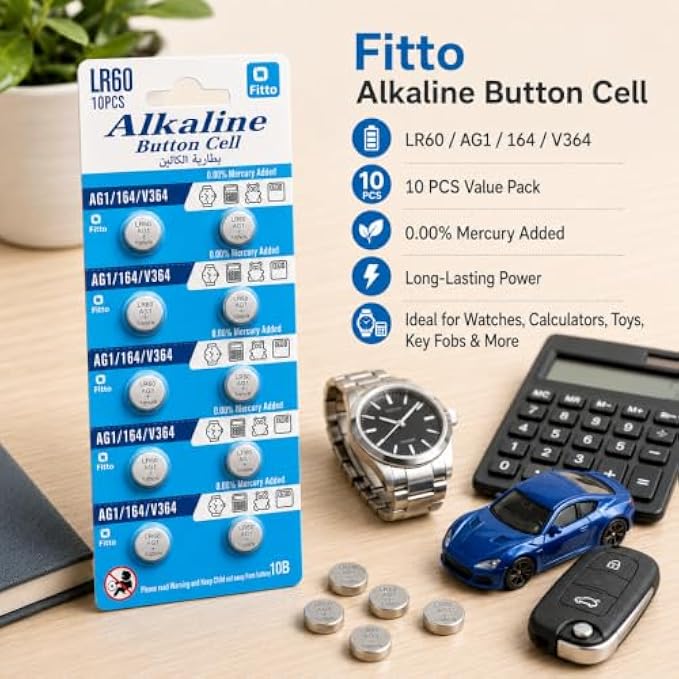 120 Pieces Alkaline Button Cell Batteries (10-Pack Coin Cells for Watches – Calculators – Toys – Thermometers – Remote Controls and Key Fobs)