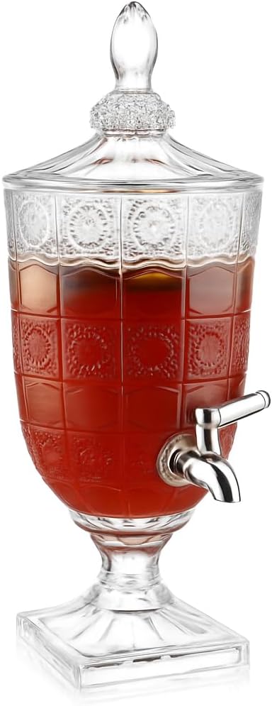 48 Pieces 5 Liters Glass Beverage Dispensers with Stainless Steel Spigot - Large Capacity Drink Dispenser for Parties (Events – and Outdoor Use - Elegant Glass Jar with Leakproof Design)
