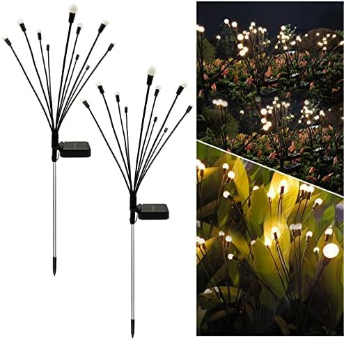 60 Pieces Solar Firefly Lights Outdoor Waterproofs (Pack of 2 – 10 LED Solar String Lights – Decorative Garden Lights – Energy Efficient – Weather Resistant – Perfect for Patio – Lawn – and Holiday Décor)