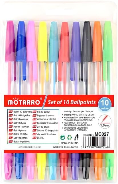 120 Pieces 10 Piece Ball Point Pens (1.0mm – 15cm – Assorted Colors – Office & School Stationery)