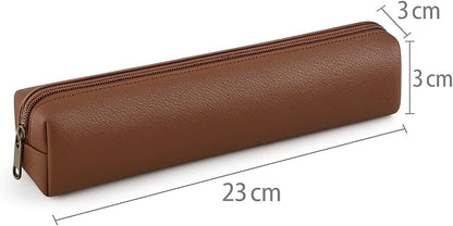 Brown Pencil Case 21x3x3cm - Compact Stationery Organizer