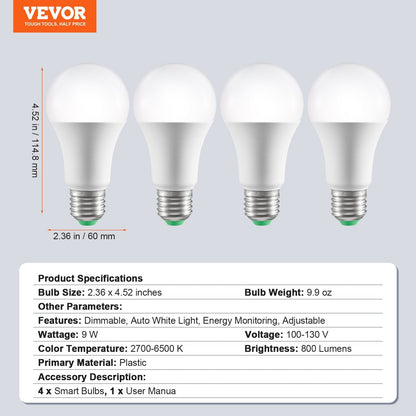 Smart LED Light Bulbs - Multi-Color, Energy-Efficient, App-Controlled