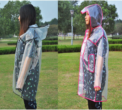 Transparent Eco-Friendly Raincoat with Pink Trim