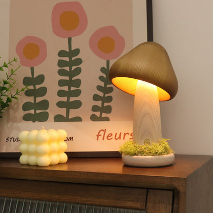 Eco-Friendly Mushroom-Shaped Wooden Lamp for Natural Lighting