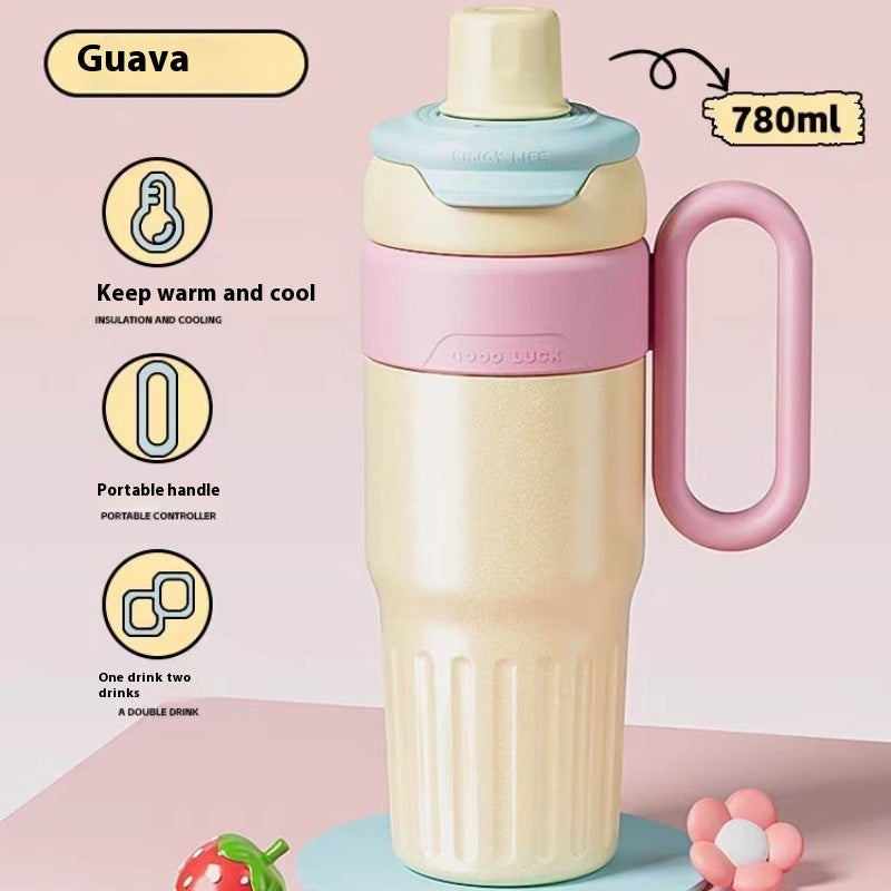 Eco-Friendly Reusable Water Bottle with Handle - 780ml Yellow & Blue