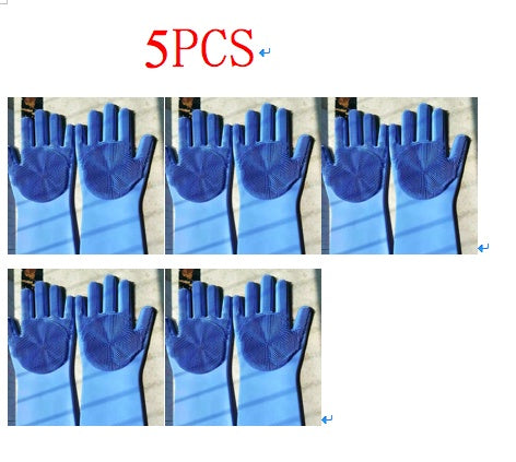Eco-Friendly Silicone Cleaning Gloves with Scrubbing Bristles