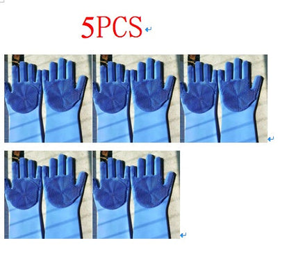 Eco-Friendly Silicone Cleaning Gloves with Scrubbing Bristles