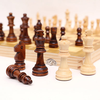 Eco-Friendly Wooden Chess Set in Natural Wood Tones
