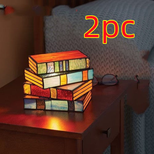 Multicolored Stained Glass Book Lamp - Artistic & Eco-Friendly Table Lighting
