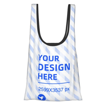 Eco-Friendly Reusable Shopping Tote Bag - White with Blue Stripes