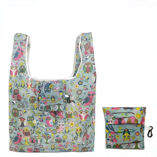 Eco-Friendly Reusable Shopping Bag - Multicolored Floral Pattern