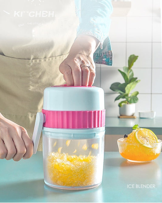 Eco-Friendly Manual Ice Blender in Light Blue and Pink