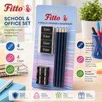 120 Pieces Pencil Stationery Sets (4 Pencils – 4 Erasers & 4 Sharpeners – School Supplies Kit for Students – Drawing – Writing – Classroom & Office Use)