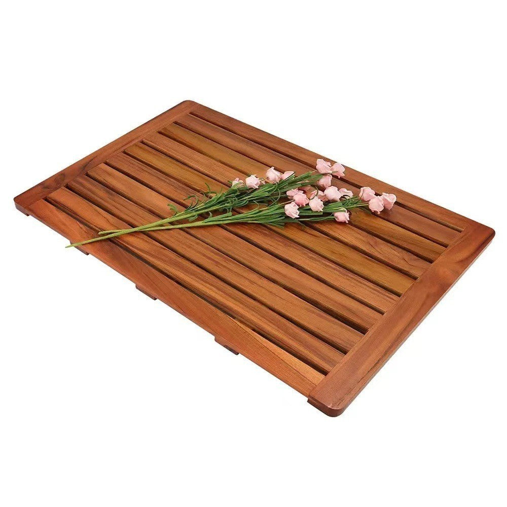 Eco-Friendly Wooden Bath Mat - Natural Bamboo or Teak, Water-Resistant, Durable