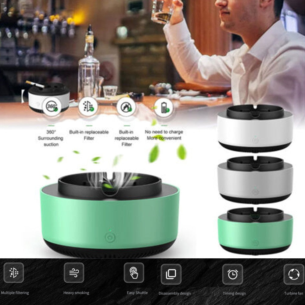 Green Multipurpose Ashtray Air Purifier - Smoke & Odor Reducer