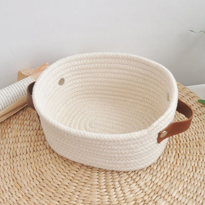 Eco-Friendly Woven Fabric Storage Baskets - Cream, Gray, Black