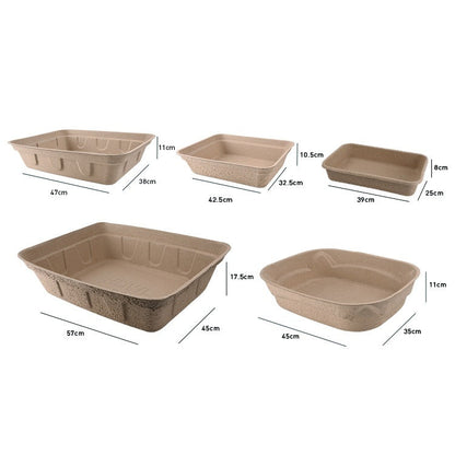Biodegradable Disposable Litter Tray - Eco-Friendly, Single-Use, Natural Brown