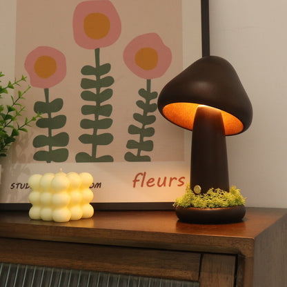 Eco-Friendly Mushroom-Shaped Wooden Lamp for Natural Lighting