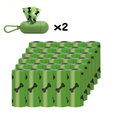 Eco-Friendly Degradable Pet Waste Bags with Dispenser - Green & Black