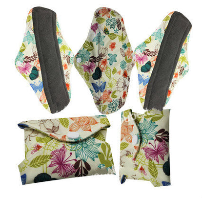 Eco-Friendly Reusable Menstrual Pads - Sustainable Comfort with Floral Patterns