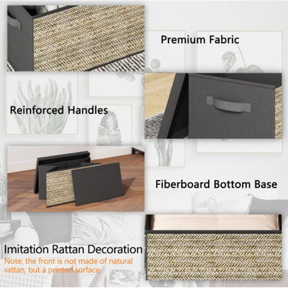 Eco-Friendly Black Storage Organizer with Natural Fiber Panels
