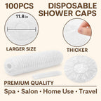 120 Pieces 100PCS Disposable Shower Caps (Larger & Thicker Waterproof Elastic Hair Bath Cap – Premium Quality for Spa – Salon – Home Use – Travel – Protects Hair from Water & Moisture)