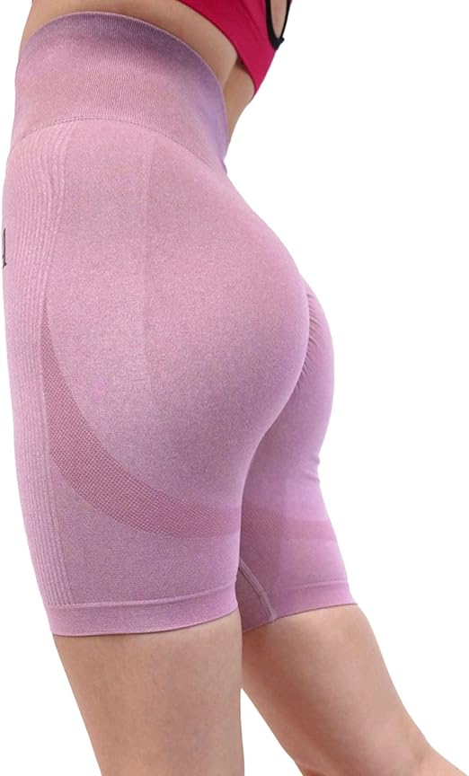 Fitto Women's Midthigh Shorts, Smile Contour Short Activewear Workout Gym Yoga Outfit for Women (Medium, Purple)