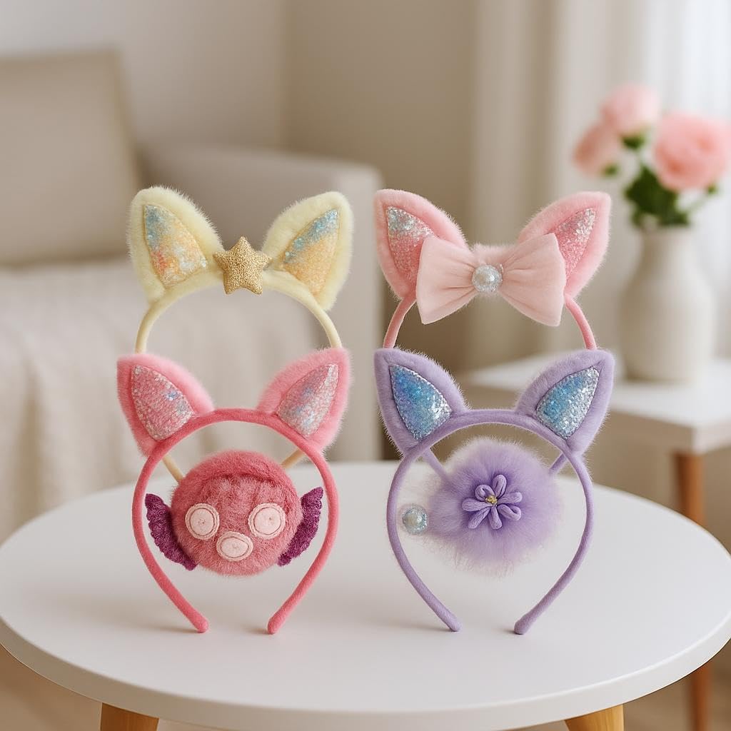 120 Pieces Cute Cat Ears Princess Headband fors (Assorted Colors)