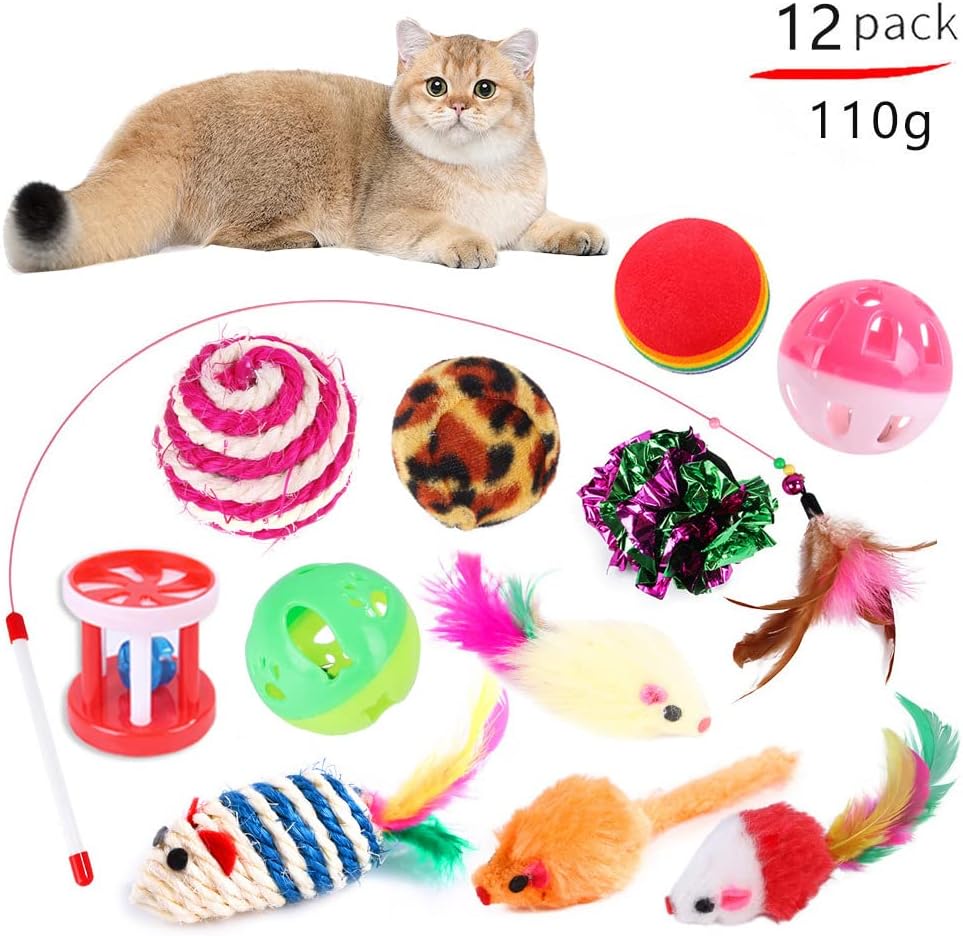 120 Pieces Cat Toys (Assorted Colors – Multi-Color Interactive Play pack of 2)