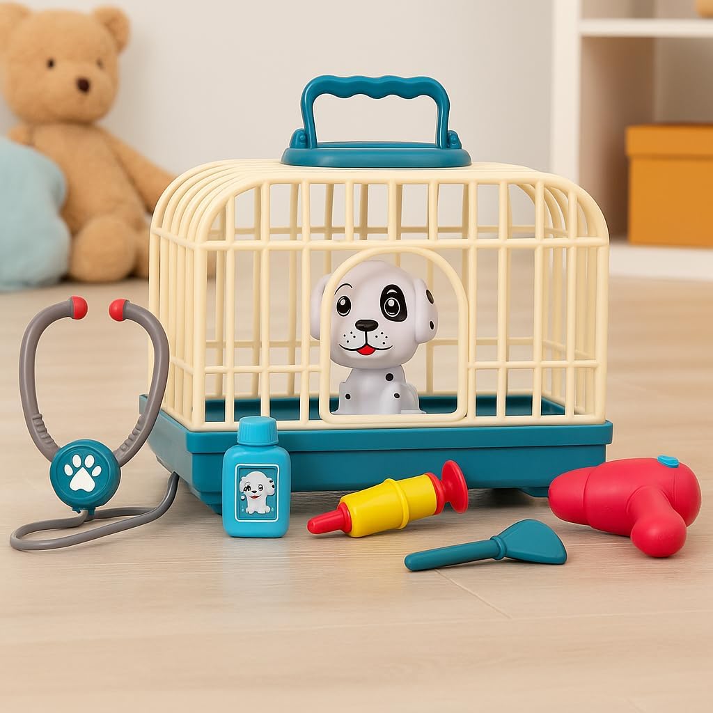 96 Pieces Veterinarian Kits for Kids (Pet Care Play Sets – Doctor Kit – Pretend Play Dog Carrier – Interactive Vet Clinic – Robotics Gifts - Assorted Colors)