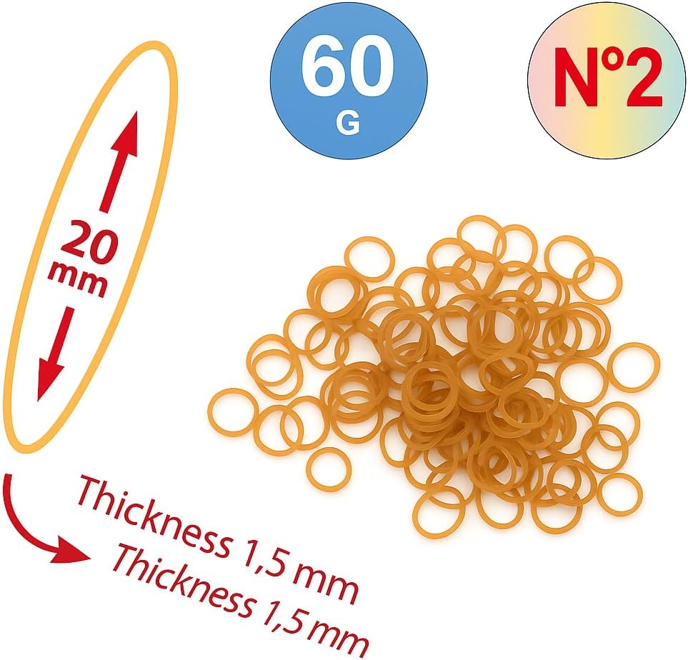 120 Pieces Elastic Rubber Bands (60g – 20mm – Durable Stretch Bands for Office – School – Home Use)