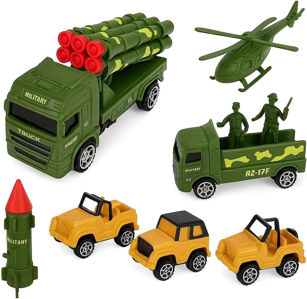 96 Pieces Premium Military Toy Sets for Kids - Includes Soldiers (Trucks – Rocket Launchers – Infantry Carrier – and Helicopter - Durable Plastic Army Playset)