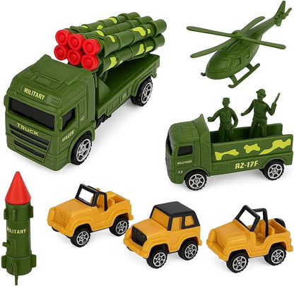 Premium Military Toy Set for Kids - Includes Soldiers, Trucks, Rocket Launchers, Infantry Carrier, and Helicopter - Durable Plastic Army Playset