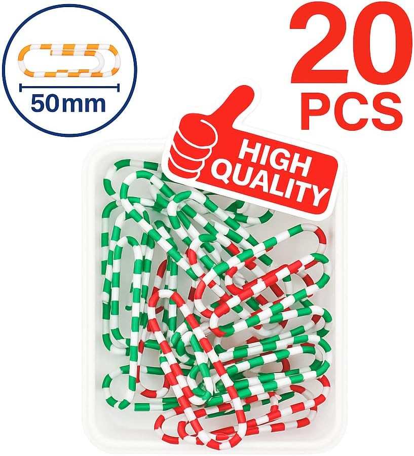 20 Plastic Coated Paper Clips 50mm Assorted Colors