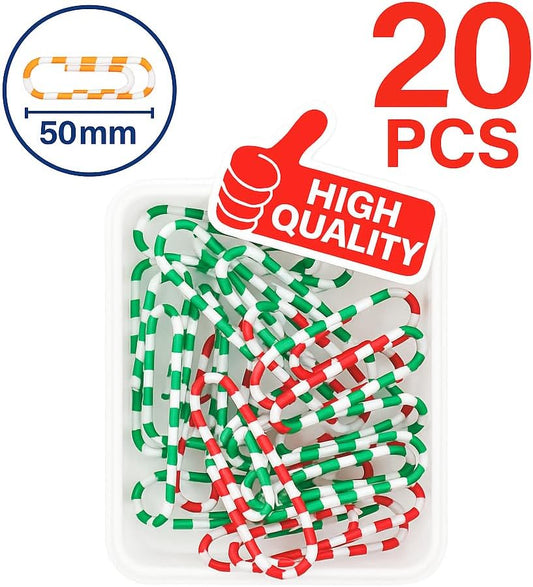 20 Plastic Coated Paper Clips 50mm Assorted Colors