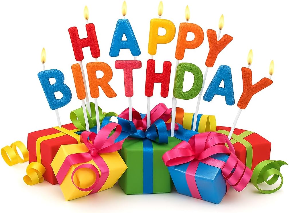 Happy Birthday Candle Cake with Glitters & Pink Sparkle – Birthday Party Cake Topper & Celebration Decoration