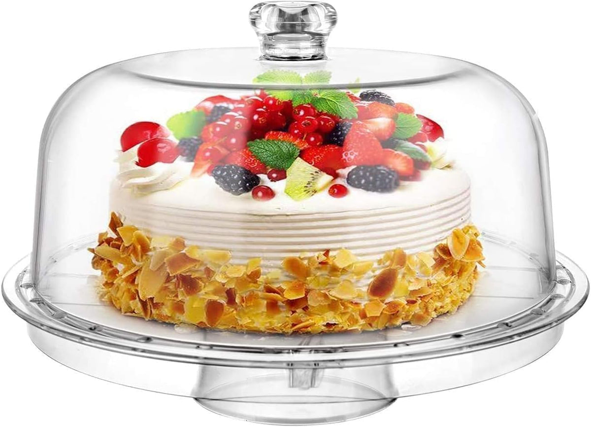 72 Pieces White Cake Stands with Dome - Elegant Rotating Cake Display for Serving & Decorating (Durable Acrylic Base with Clear Dome Cover – Perfect for Weddings – Parties – & Everyday Use – Easy to Clean)