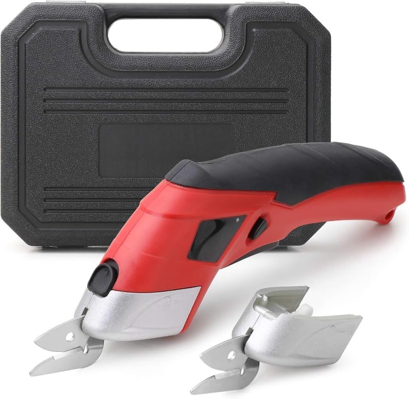 48 Pieces Cordless Electric Power Scissors (Heavy Duty Rechargeable Cutting Tool for Fabric – Leather – Cardboard & More - Ergonomic – Portable & High-Power Electric Shears in Red for DIY & Professional Use)