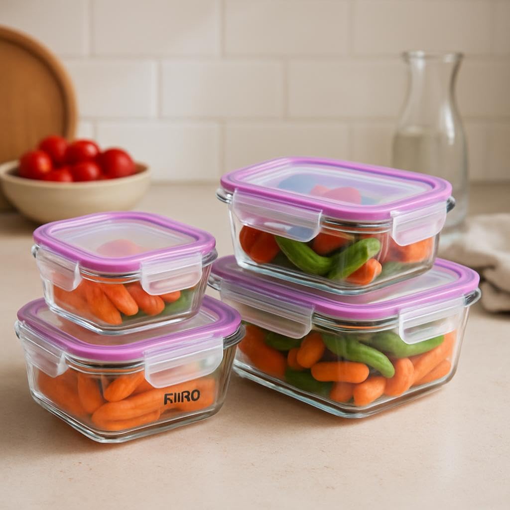 72 Pieces 4Pcs Microwave Glass Storage Sets with Lids (380ml & (620ml))