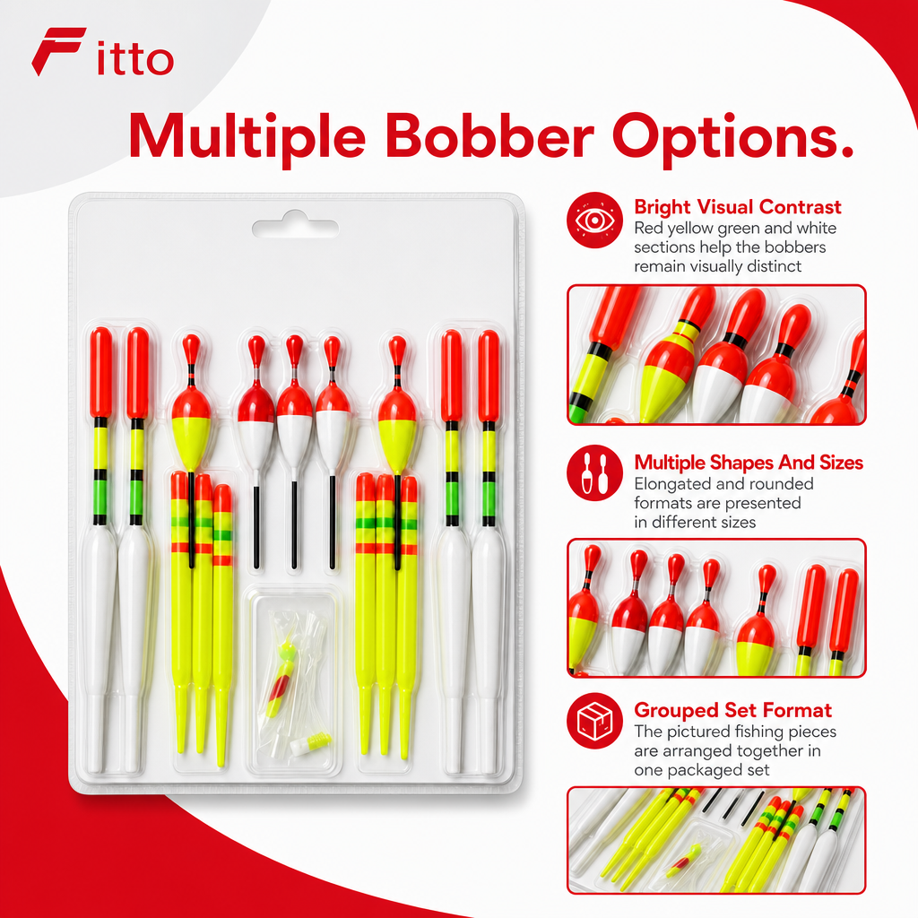96 Pieces Fishing Bobbers Sets (High-Visibility Floats in Multiple Sizes for Lake and River Angling)