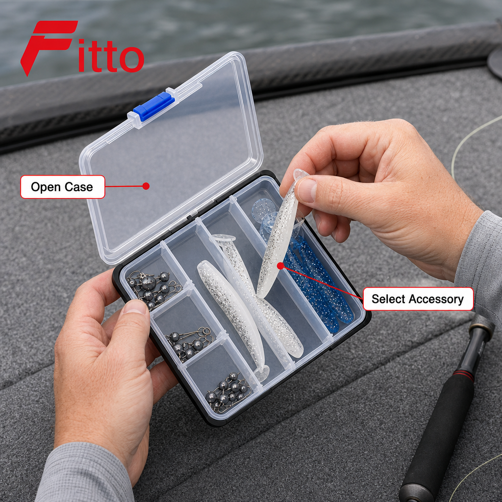 96 Pieces Fishing Tackle Boxes with Assorted Accessories (Compartment Case with Soft Lures – Hooks – Swivels – Beads and Sinkers)