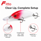 120 Pieces Fishing Crankbait Lures (7 cm Red and White Hard Bait with Clear Diving Lip and Dual Treble Hooks)