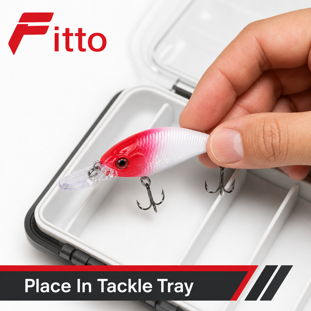 120 Pieces Fishing Crankbait Lures (7 cm Red and White Hard Bait with Clear Diving Lip and Dual Treble Hooks)