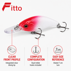 120 Pieces Fishing Crankbait Lures (7 cm Red and White Hard Bait with Clear Diving Lip and Dual Treble Hooks)