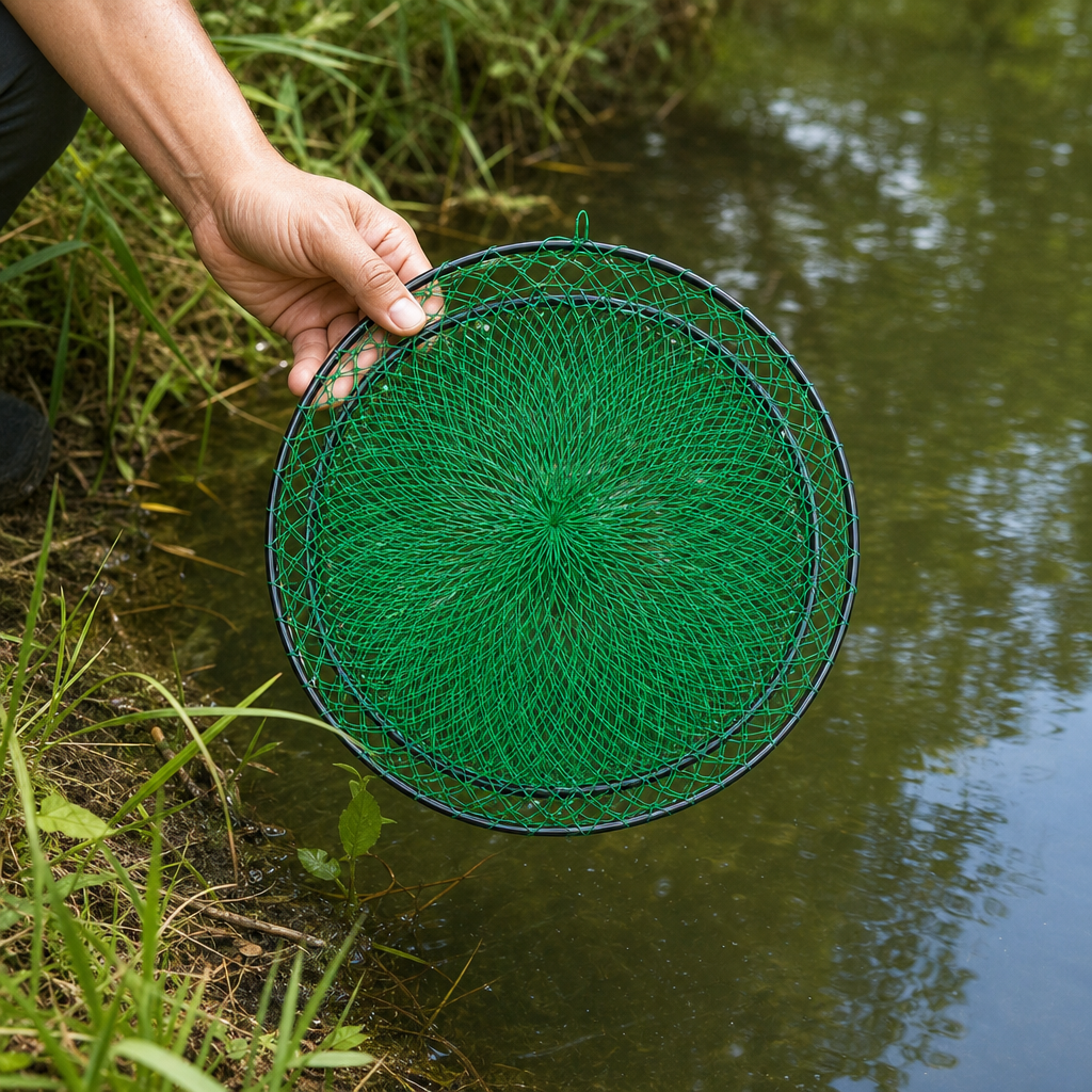 96 Pieces Round Fishing Nets (Green Mesh Catch Net with Circular Frame for Bait Fish – Shrimp and Small Aquatic Catch)