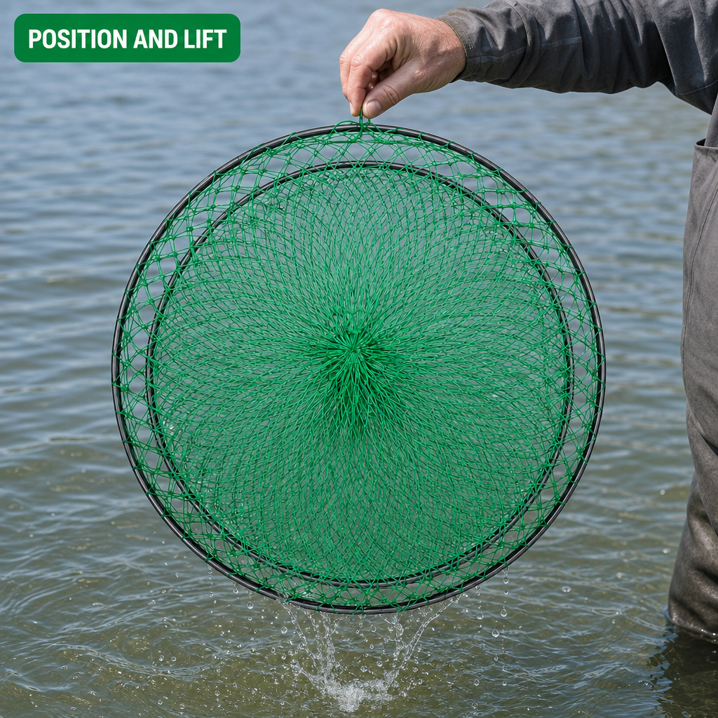 96 Pieces Round Fishing Nets (Green Mesh Catch Net with Circular Frame for Bait Fish – Shrimp and Small Aquatic Catch)