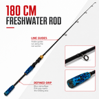 48 Pieces Fishing Rods (180 cm – Lightweight Freshwater Rod with Line Guides and Blue Camouflage EVA Grip for Lakes and Rivers)
