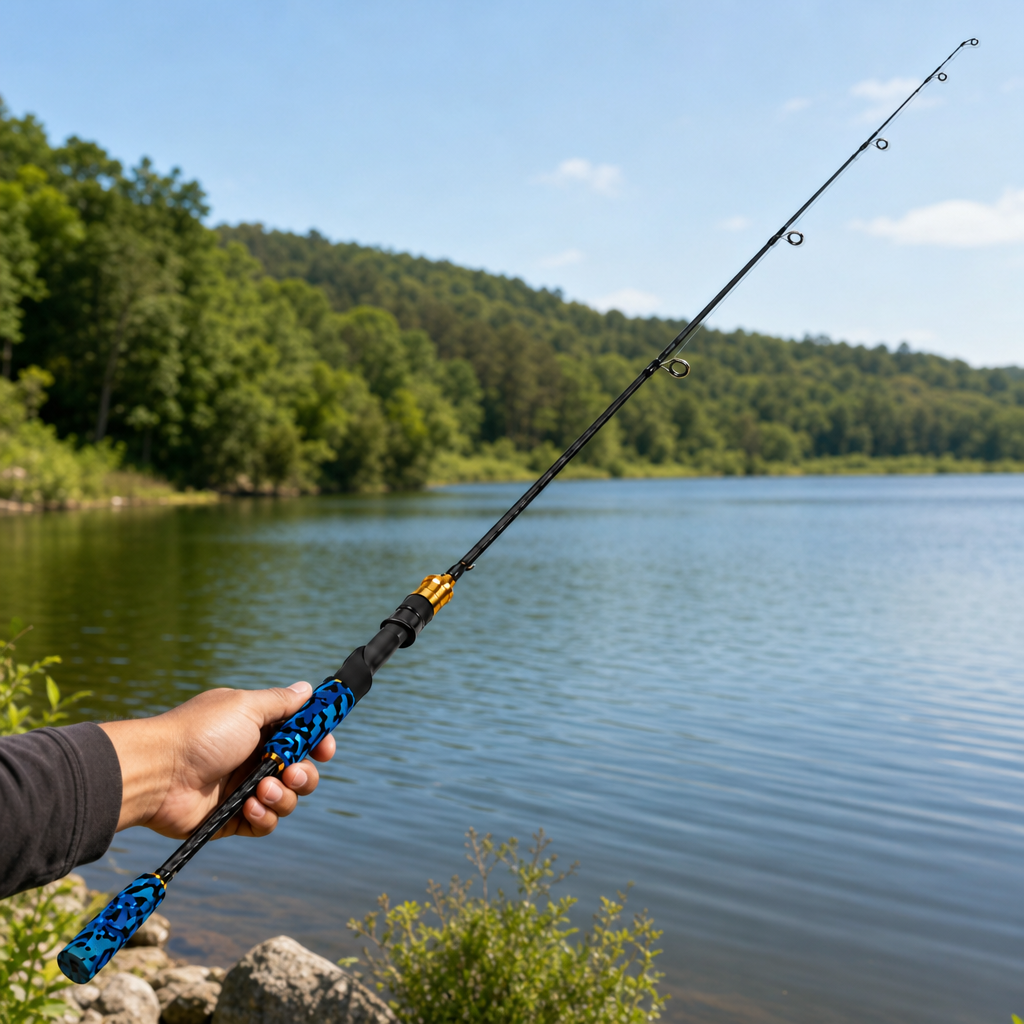 48 Pieces Fishing Rods (180 cm – Lightweight Freshwater Rod with Line Guides and Blue Camouflage EVA Grip for Lakes and Rivers)